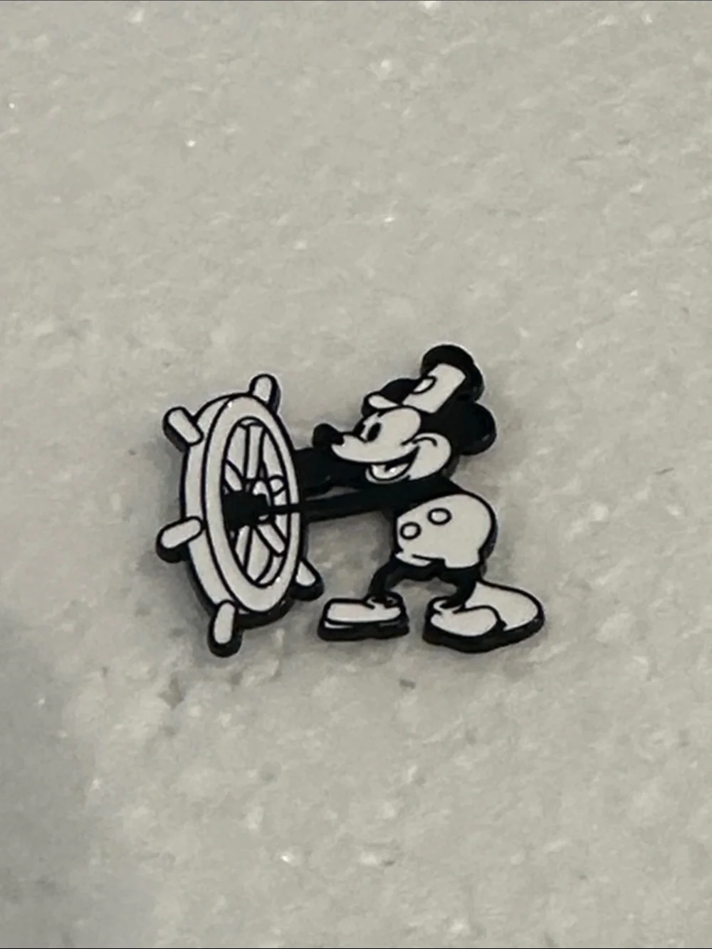 Disney Black and White Steamboat Willie Mickey Mouse Enamel Pin